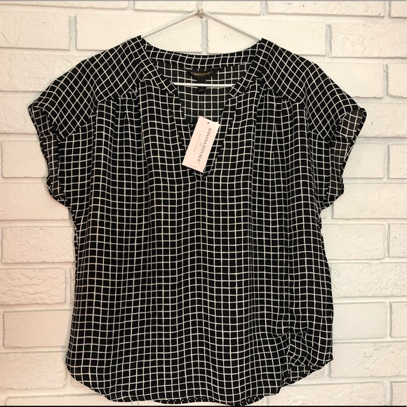 NWT BANANA REPUBLIC Petite Crosshatch Pattern Top - Picture 3 of 6